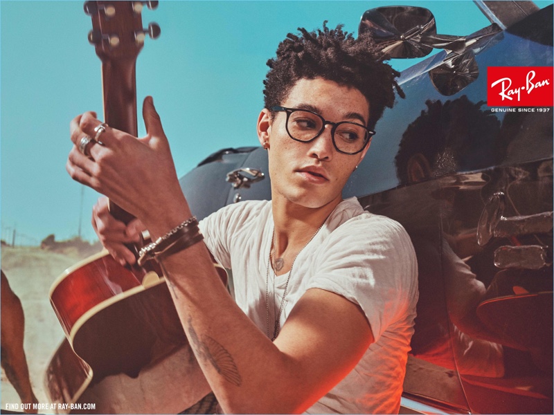 Markel Williams sports Ray-Ban optical frames for the label's new campaign.
