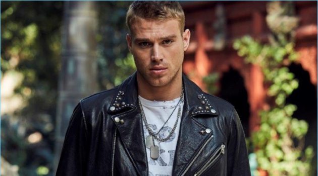 Matthew Noszka Embraces Cool Spring Style in Replay Jeans Channeling his inner bad boy, Matthew Noszka rocks a leather biker jacket and denim from Replay Jeans.