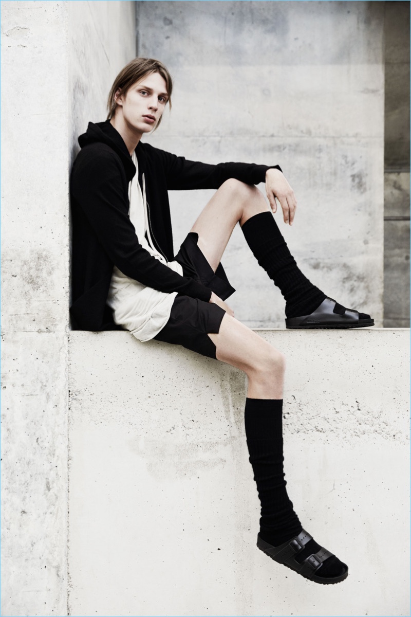 Shop the Rick Owens x Birkenstock collaborate that includes socks and leather sandals.