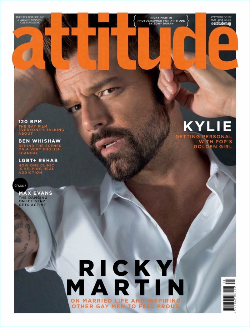 Ricky Martin covers the May 2018 issue of Attitude magazine.