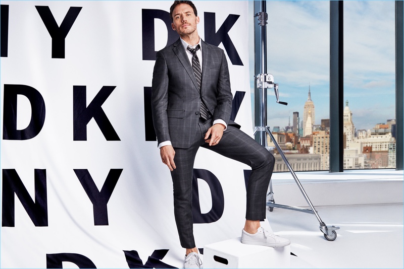 Sam Claflin suits up for DKNY's spring-summer 2018 campaign.