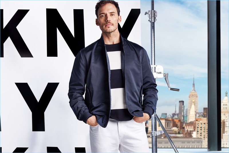 Front and center, Sam Claflin stars in DKNY's spring-summer 2018 campaign.