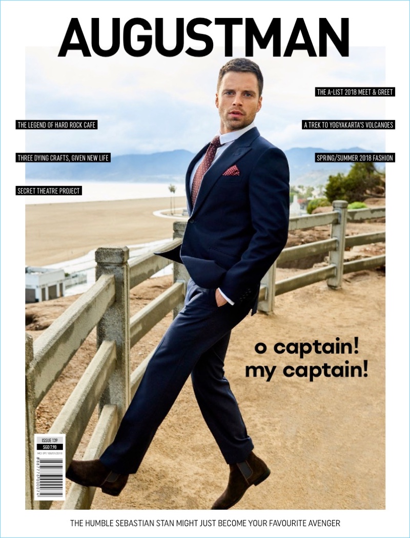Sebastian Stan covers the April 2018 issue of August Man.