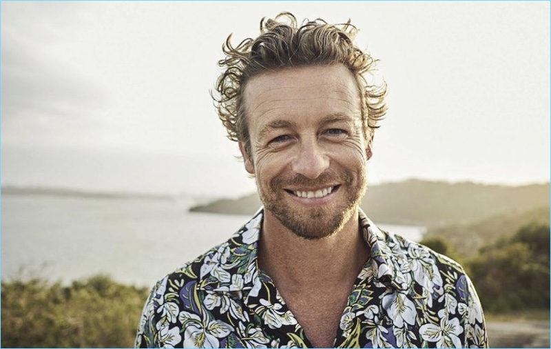 All smiles, Simon Baker wears a Louis Vuitton shirt.