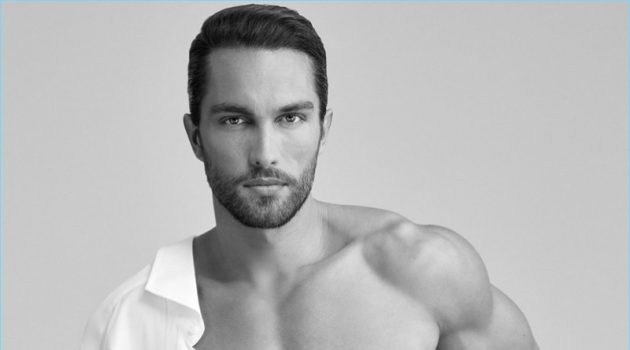 Tobias Sorensen Rocks BOSS' Latest Underwear Styles Tobias Sorensen wears white cotton brief underwear from BOSS.