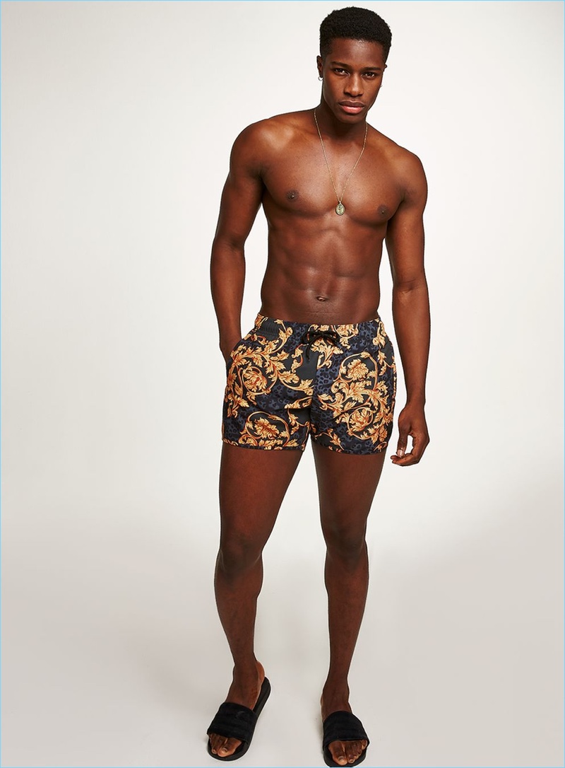 Navy Baroque Print Swim Shorts from Topman