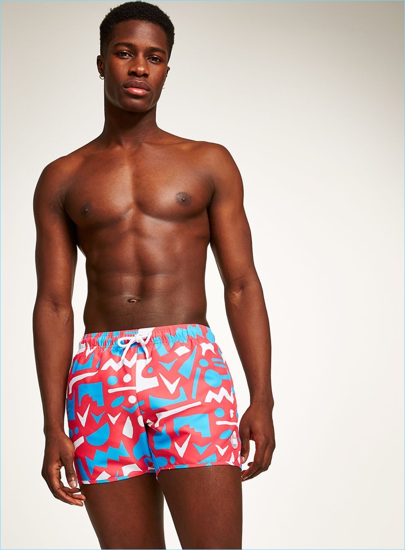 Pink Geometric Swim Shorts from Topman