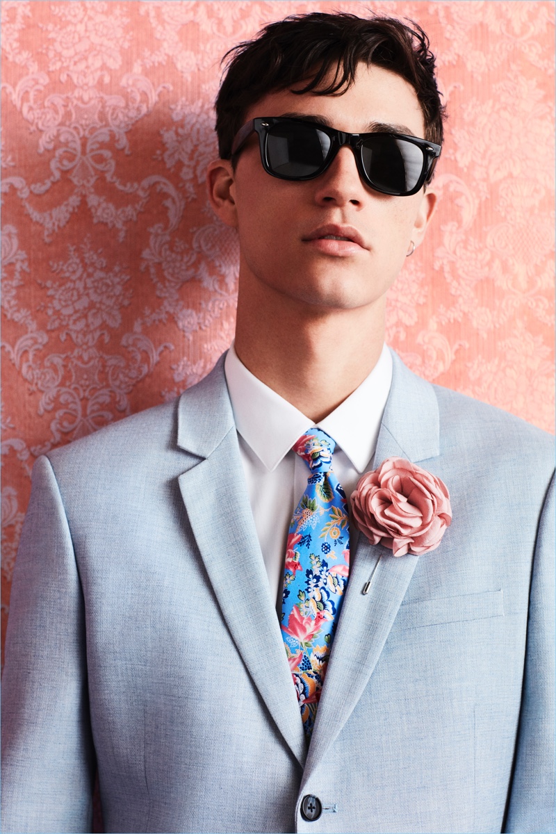 Jacob Bixenman fronts Topman's spring-summer 2018 suiting campaign.