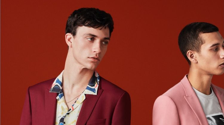 Embracing color, Jacob Bixenman and Jackson Hale front Topman's spring-summer 2018 suiting campaign.
