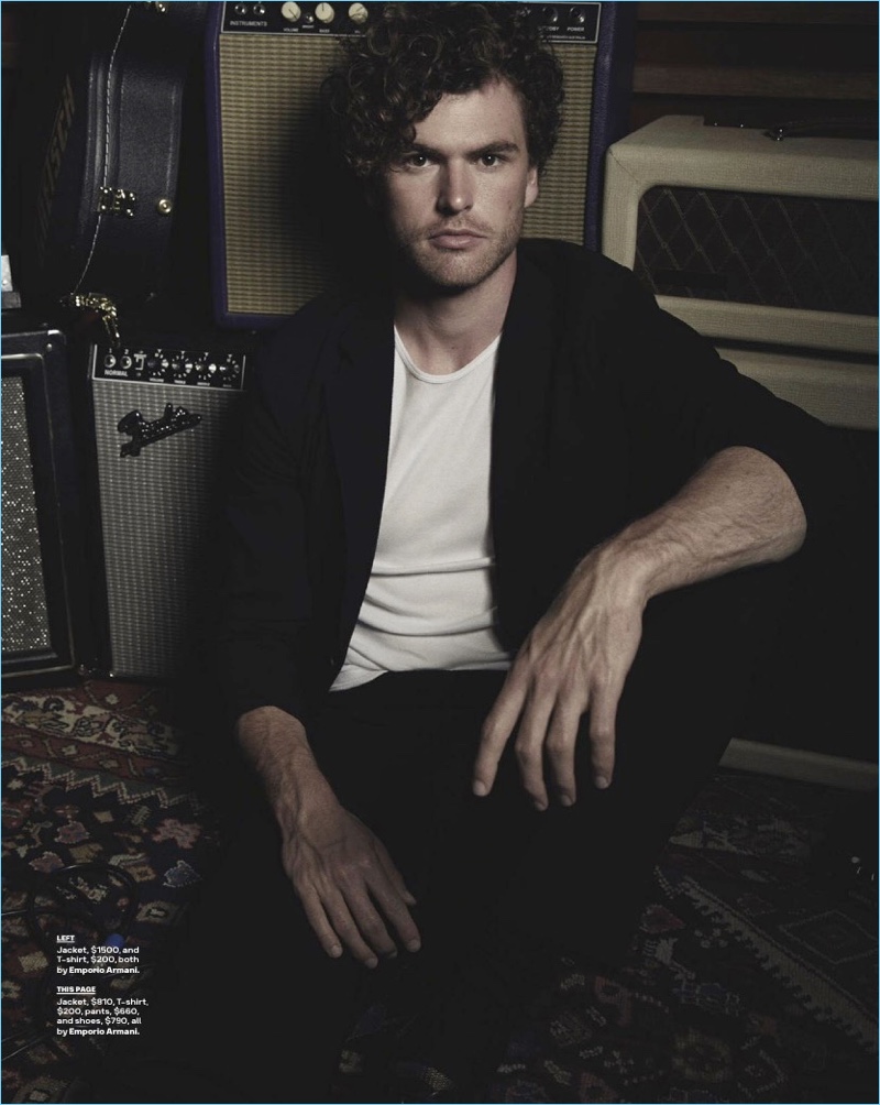 A relaxed vision, Vance Joy wears Emporio Armani.