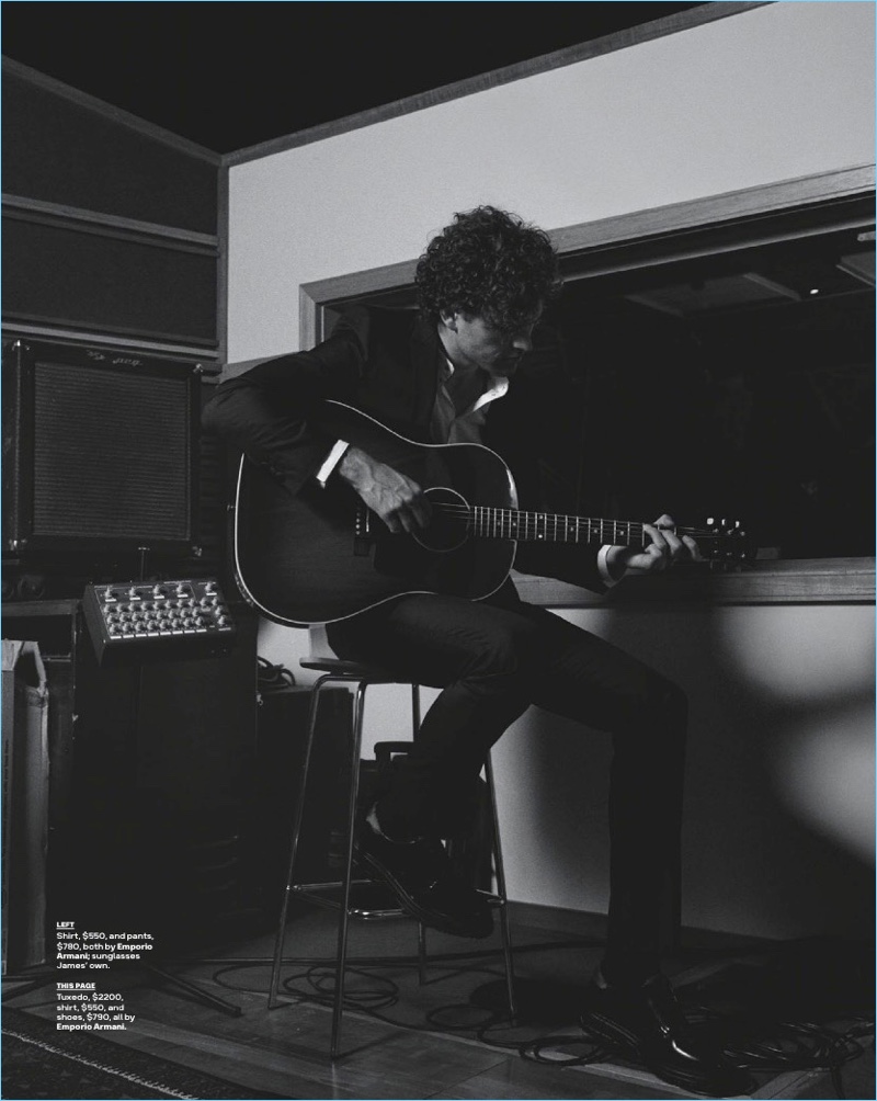Featured in a photo shoot, Vance Joy wears Emporio Armani.