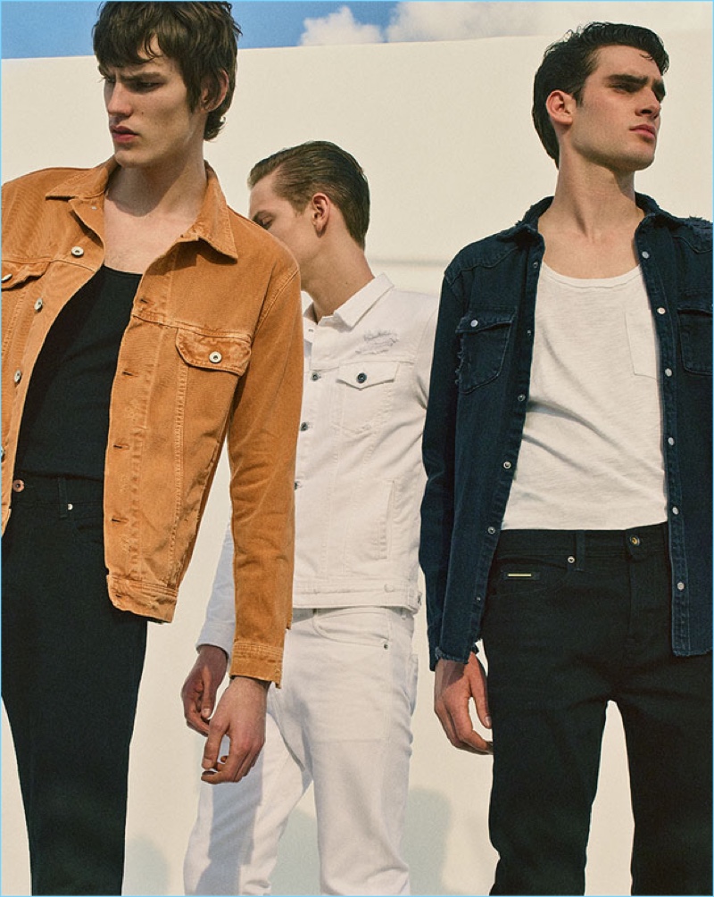 Elias de Poot, Oskar Dalsjø, and Marijn Aper don denim looks from Zara Man.