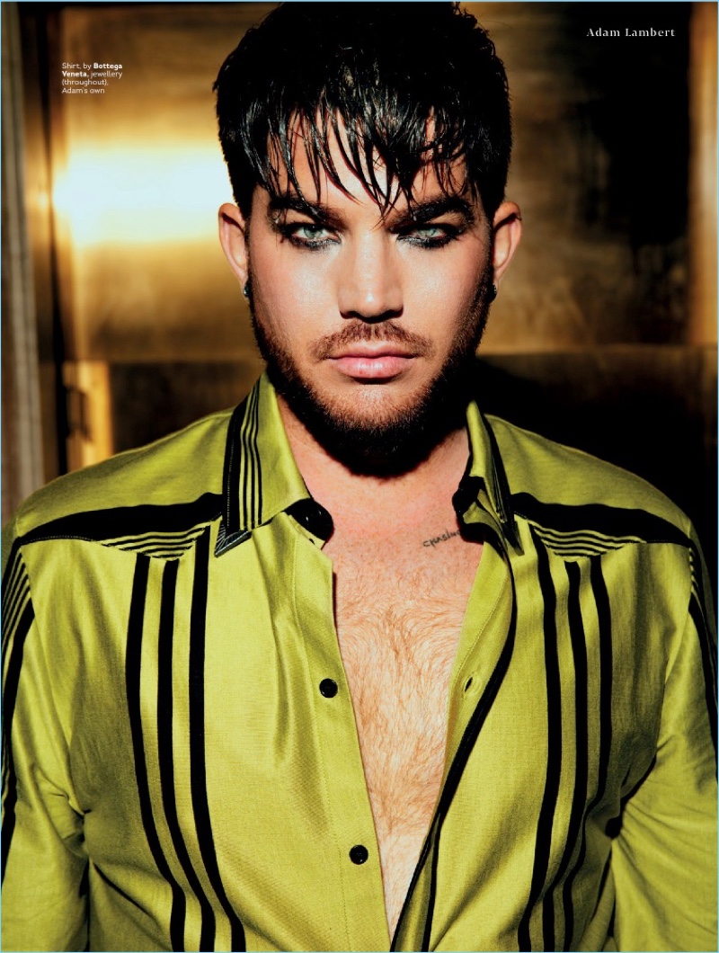 Front and center, Adam Lambert wears a Bottega Veneta shirt.