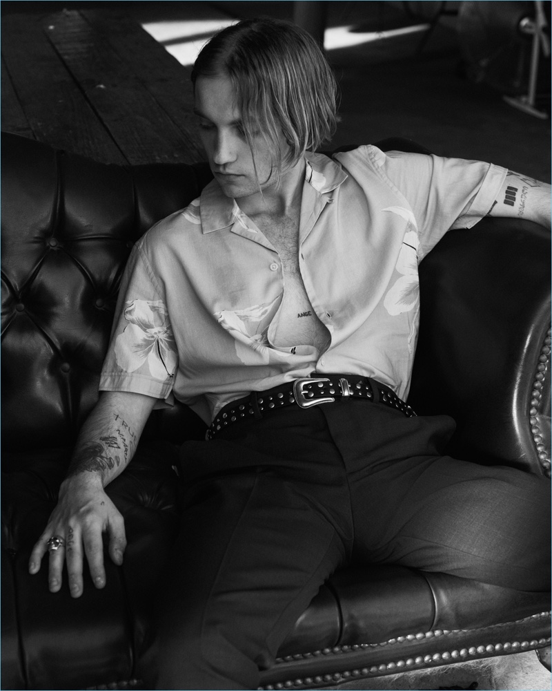 Actor and musician Lukas Ionesco appears in AllSaints' summer 2018 campaign.