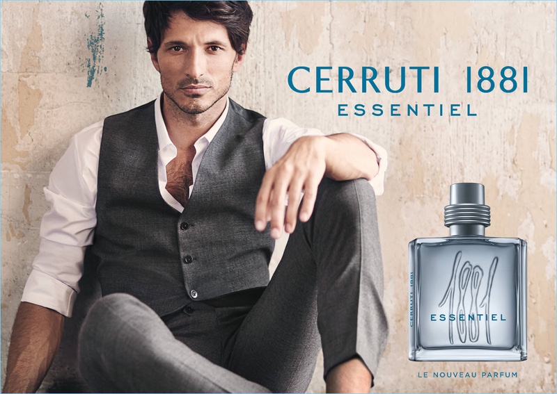 Andres Velencoso stars in the new fragrance campaign for Cerruti 1881 Essentiel.