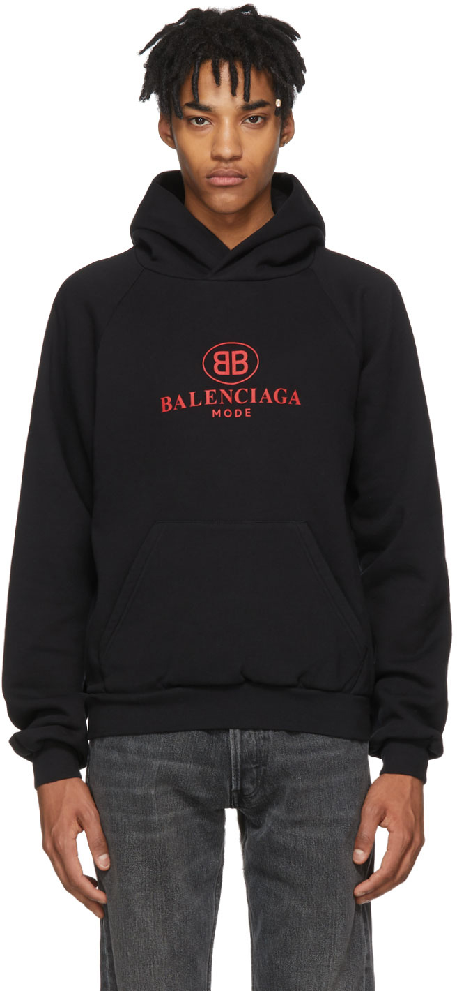 Balenciaga Logo Hoodie in Black