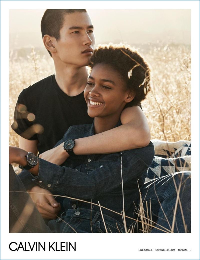 Kohei Takabatake and Blesnya Minher appear in Calvin Klein's spring-summer 2018 watches campaign.