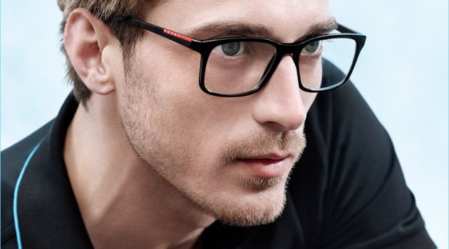 Clément Chabernaud Reunites with Prada for Eyewear Campaign Clément Chabernaud is smart in glasses for Prada Linea Rossa's campaign.