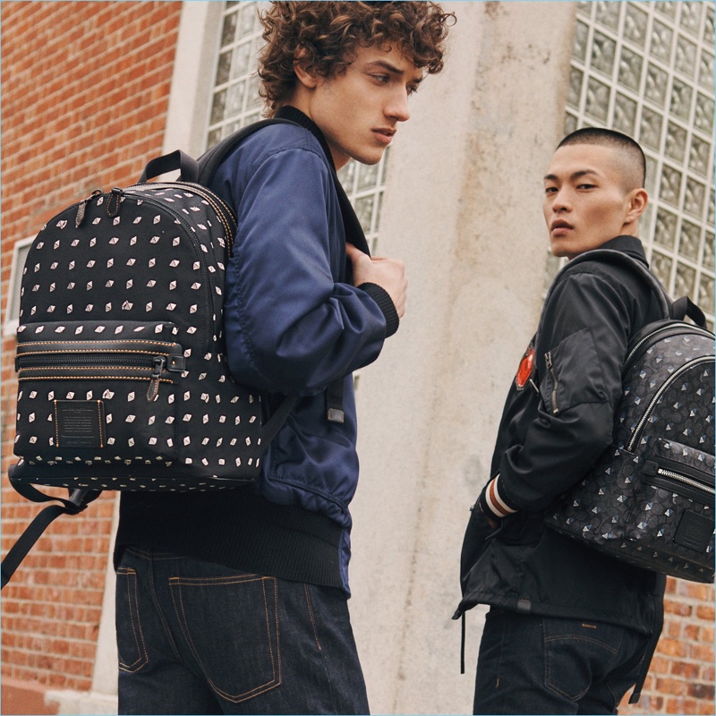 Embrace a life on the move with Coach's Academy backpack that comes in a dot diamond print and one in the brand's signature canvas.