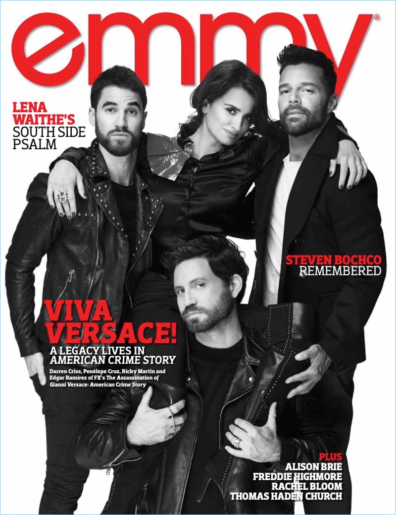 Darren Criss, Penelope Cruz, Ricky Martin, and Edgar Ramirez cover Emmy magazine.