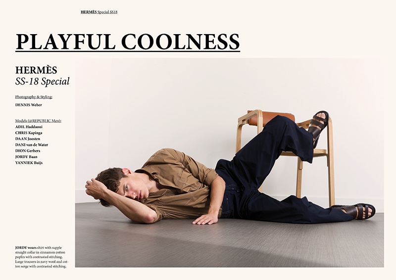 Fashionisto Exclusive 2018 Playful Coolness 001 Fashionisto Exclusive: Jordy Baan photographed by Dennis Weber<br>Jordy wears all clothes Hermès.
