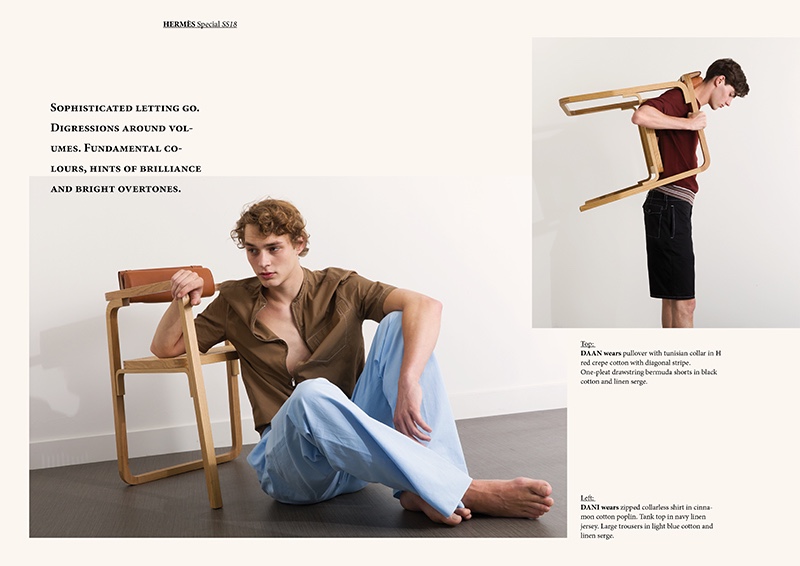 Fashionisto Exclusive 2018 Playful Coolness 003 Pictured Left to Right: Dani van de Water and Daan Joosten in Hermès