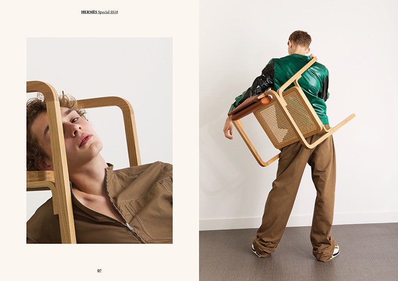 Fashionisto Exclusive 2018 Playful Coolness 004 Dani van de Water wears a zipped collarless shirt from Hermès.