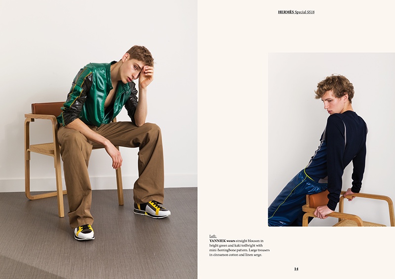 Fashionisto Exclusive 2018 Playful Coolness 007 Pictured Left to Right: Yanniek Buijs and Chris Kapinga in Hermès