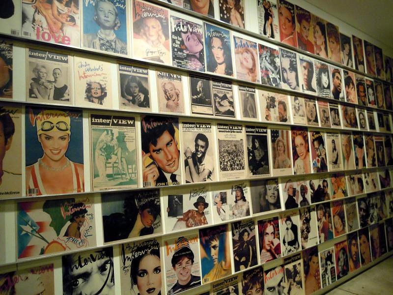Interview magazine covers on display at the Andy Warhol Museum in Pittsburgh, PA.
