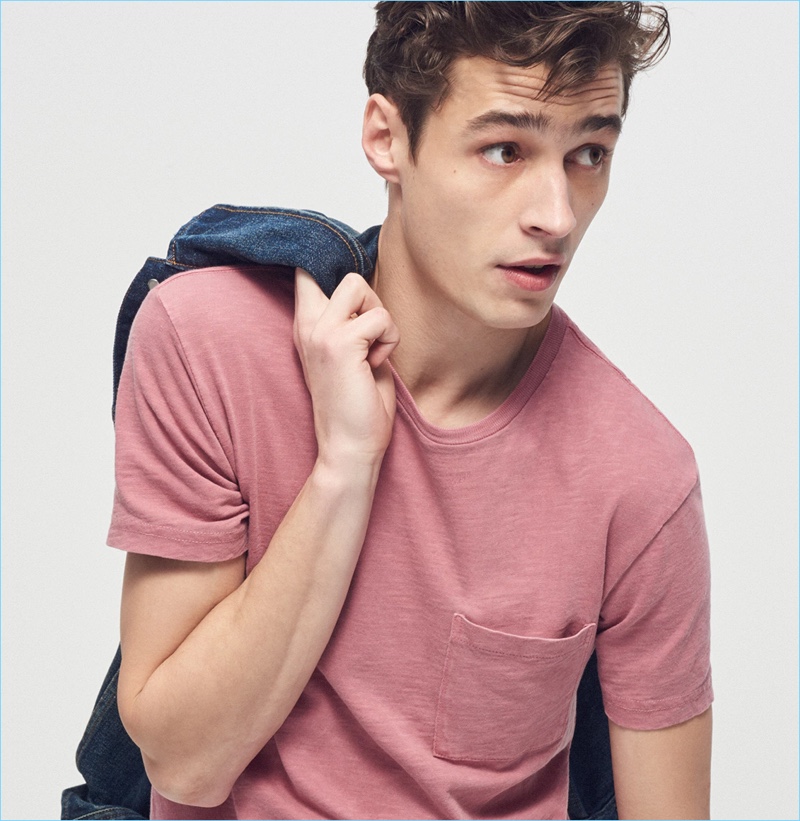 Garment-Dyed T-Shirt: Adrien Sahores sports a J.Crew garment-dyed t-shirt.