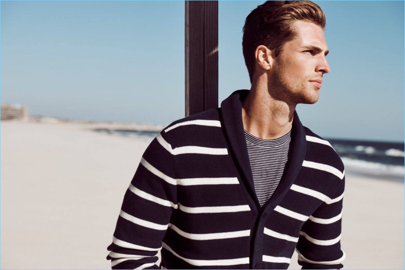 British model Edward Wilding embraces nautical style, courtesy of Nautica.