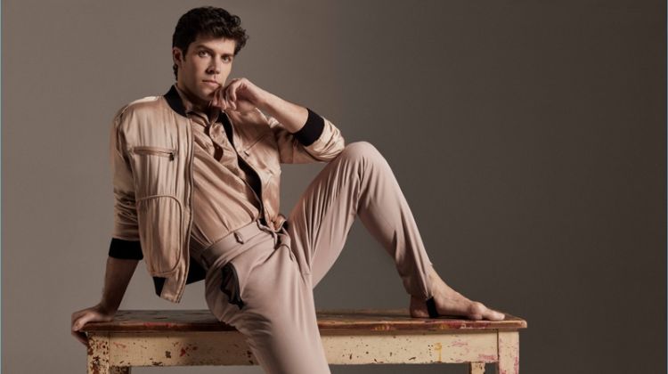 Connecting with Prestige Hong Kong, Roberto Bolle wears a jacket and shirt by Bottega Veneta. He also sports Fendi trousers.