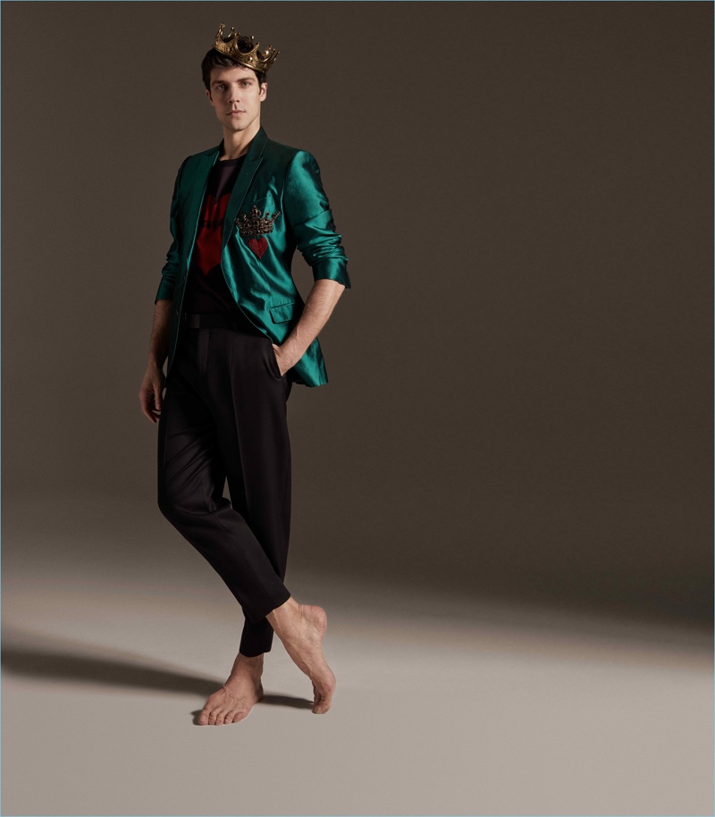 Dancer Roberto Bolle sports a regal look from Dolce & Gabbana.