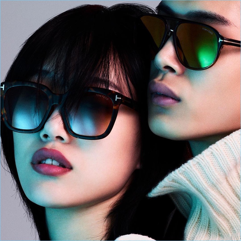 Models Sora Choi and Li Yufeng couple up for Tom Ford's digital eyewear campaign.