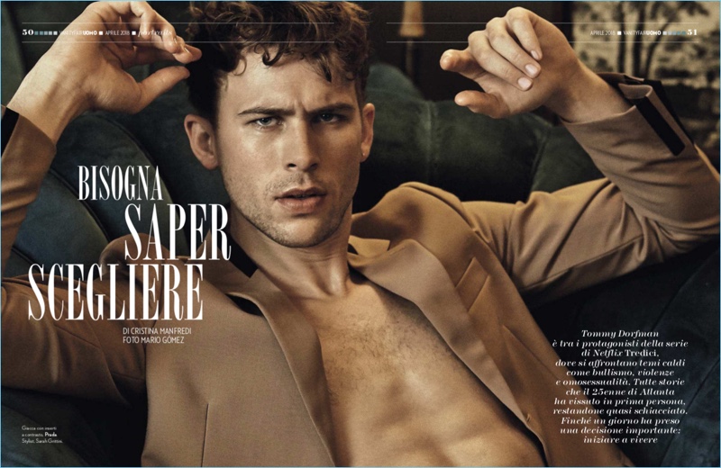Tommy Dorfman wears Prada for the pages of Vanity Fair Italia.