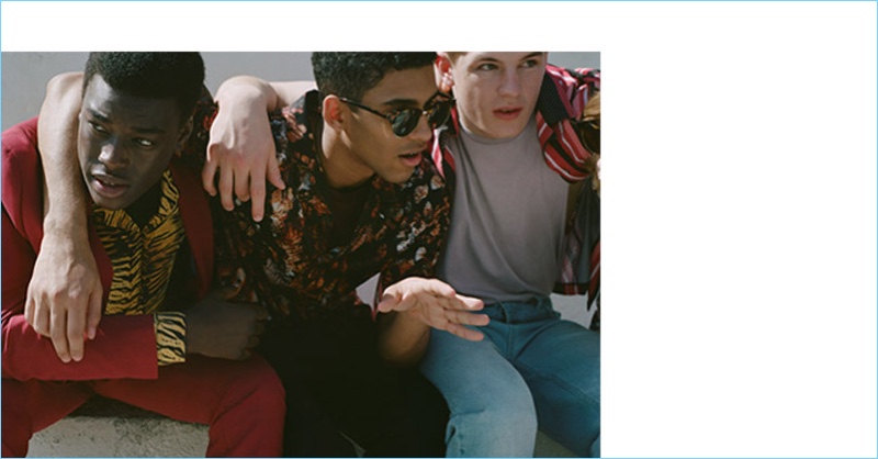 Models Babacar Diagne N’doye, Jan Carlos Diaz, and Tom Heyes come together in Topman.