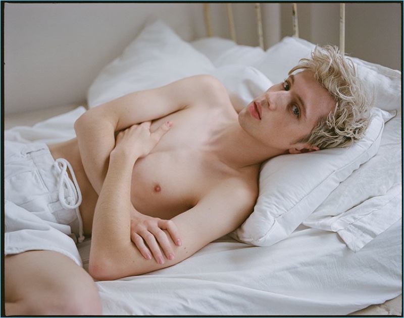 Starring in a photo shoot, Troye Sivan wears Willy Chavarria shorts.