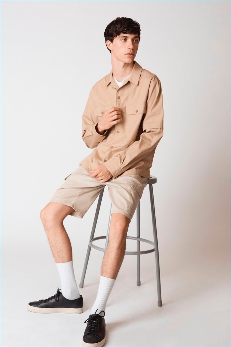 Sporting neutrals, Jacob Bixenman stars in Vince's spring-summer 2018 campaign.