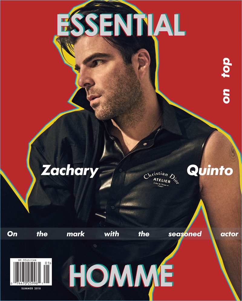 Zachary Quinto covers the summer 2018 issue of Essential Homme.
