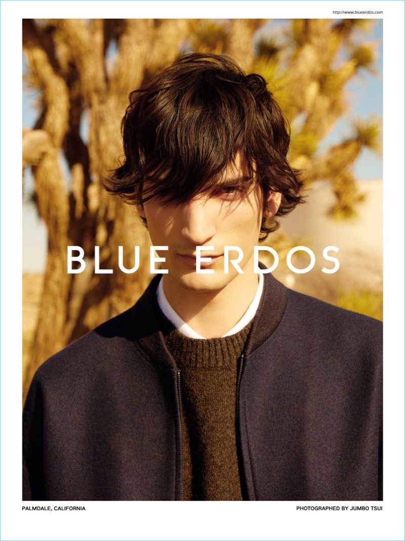 Top model Luca Lemaire stars in Blue Erdos' fall-winter 2018 campaign.