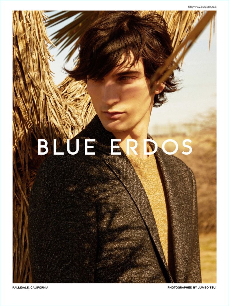 Traveling to Palmdale, California, Luca Lemaire stars in Blue Erdos' fall-winter 2018 campaign.