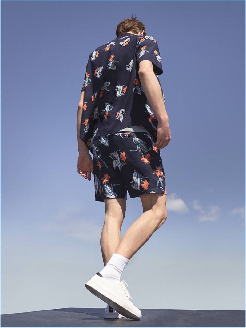 Club Monaco makes a case for all-over prints with its Antigua shirt and Baxter shorts.