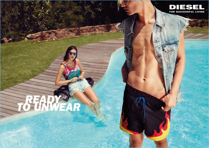 Florence & Nicolas photograph Joshua Hillman and Elettra for Diesel's summer 2018 campaign.