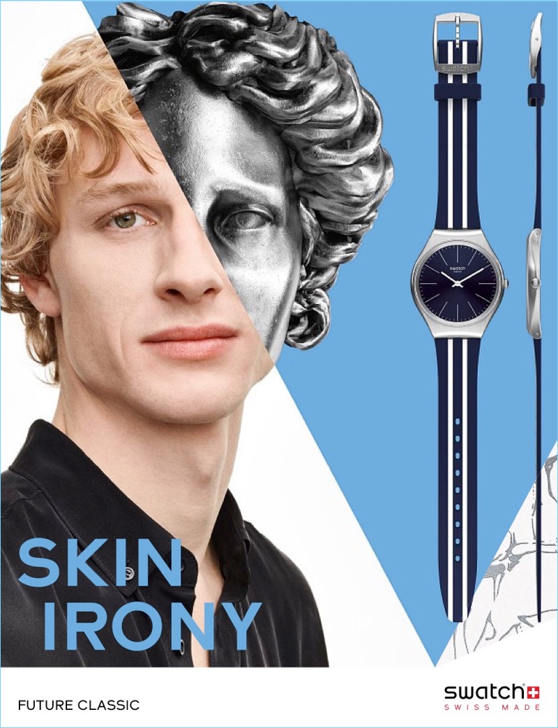 Frederik Meijnen fronts Swatch's Skin Irony campaign.