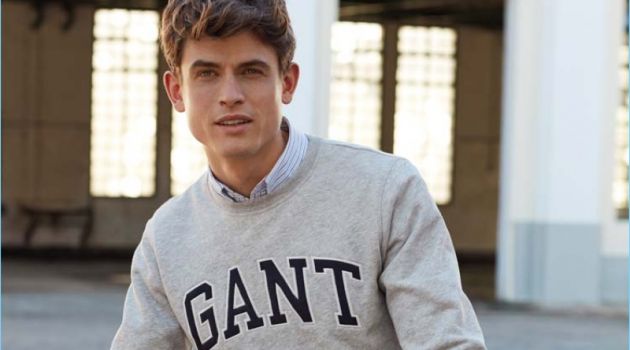 Luc van Geffen Models Classic Style for GANT Spring '18 Campaign Sporting a GANT pullover, Luc van Geffen fronts the brand's spring-summer 2018 campaign.