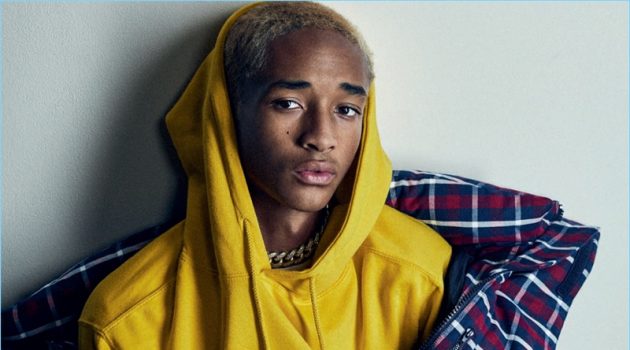 Jaden Smith Rocks Check Prints for Icon El País Cover Story Actor Jaden Smith wears a JUUN.J coat, G-Star jeans, and a Supreme belt. He also sports a MSFTSrep sweater and shirt.