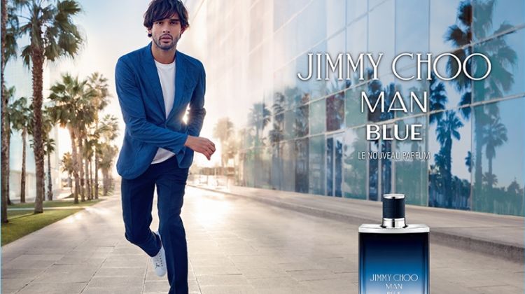 Marlon Teixeira stars in the Jimmy Choo Man Blue fragrance campaign.