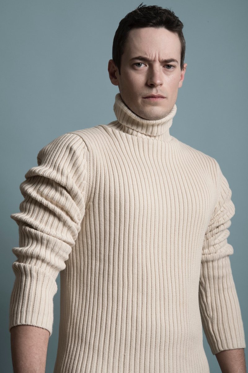 Kevin wears turtleneck Jacquie Series. 