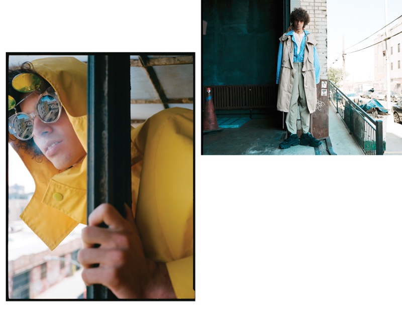 Left: Kobe wears coat MUKZIN and sunglasses Percy Lau. Right: Kobe wears shirt Toit Volant, coat Feng Chen Wang, pants Gustav von Aschenbach, t-shirt and shoes JUUN.J.