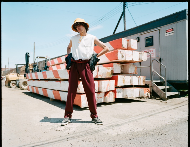 Kobe wears top Feng Chan Wang, pants Marc Jacobs, and shoes JUUN.J.